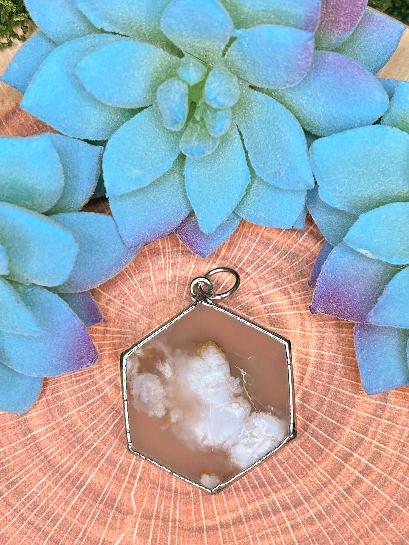 Cherry Blossom Agate Pendant CB22