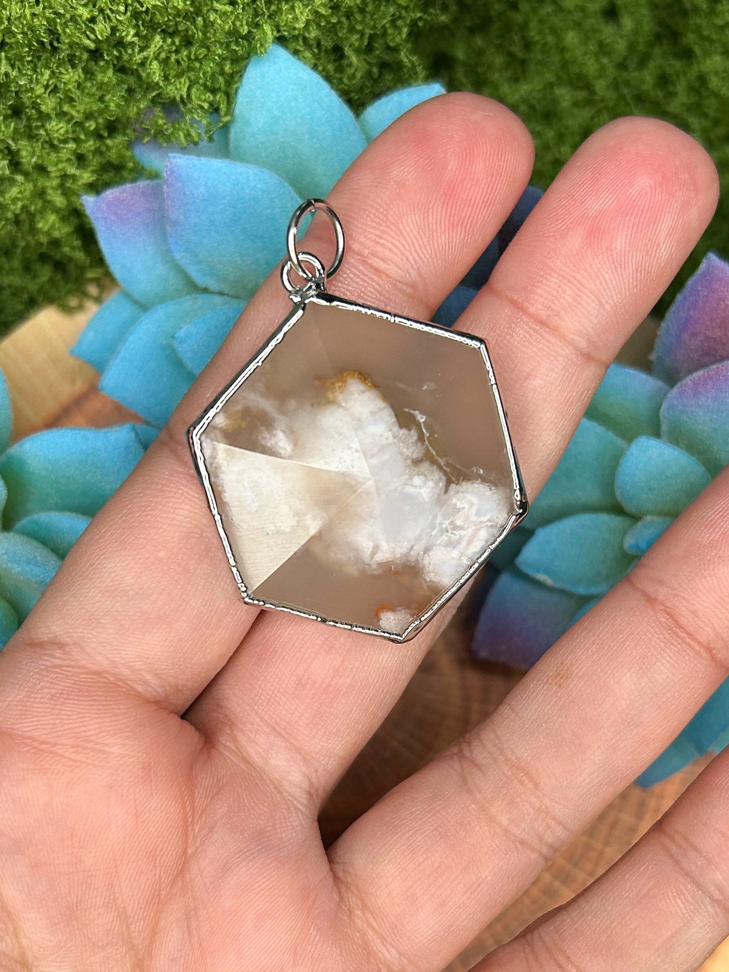 Cherry Blossom Agate Pendant CB22